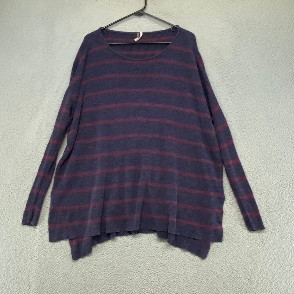 Free People Sweater Womens‎ Medium Oversized Slouchy Beachy Boho Striped Navy